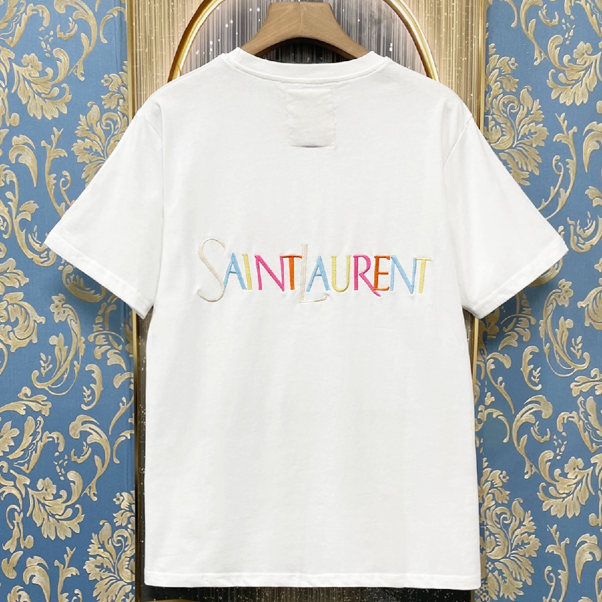 定価2万★christian milada・ミラノ発・半袖Tシャツ★コットン100％ 通気 薄手 英字刺 トップス カットソー ゆったり ユニセックス L/48_画像2