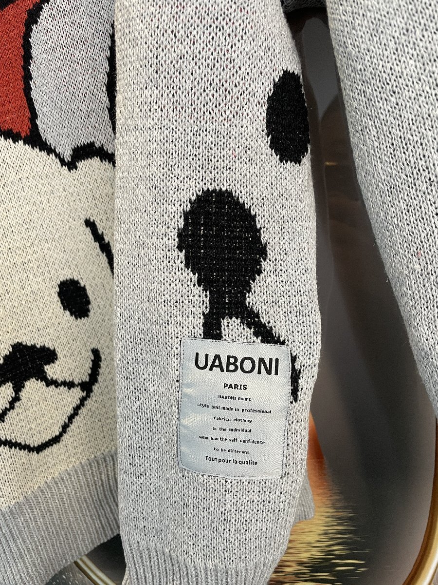 個性EU製＆定価4万◆UABONI*Paris*セーター*ユアボニ*パリ発◆ニット 男女兼用 ウール/コットン混 スウェット 犬柄 L/48_画像9