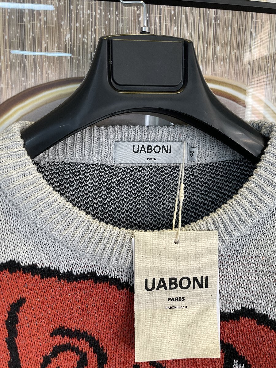 個性EU製＆定価4万◆UABONI*Paris*セーター*ユアボニ*パリ発◆ニット 男女兼用 ウール/コットン混 スウェット 犬柄 M/46_画像3