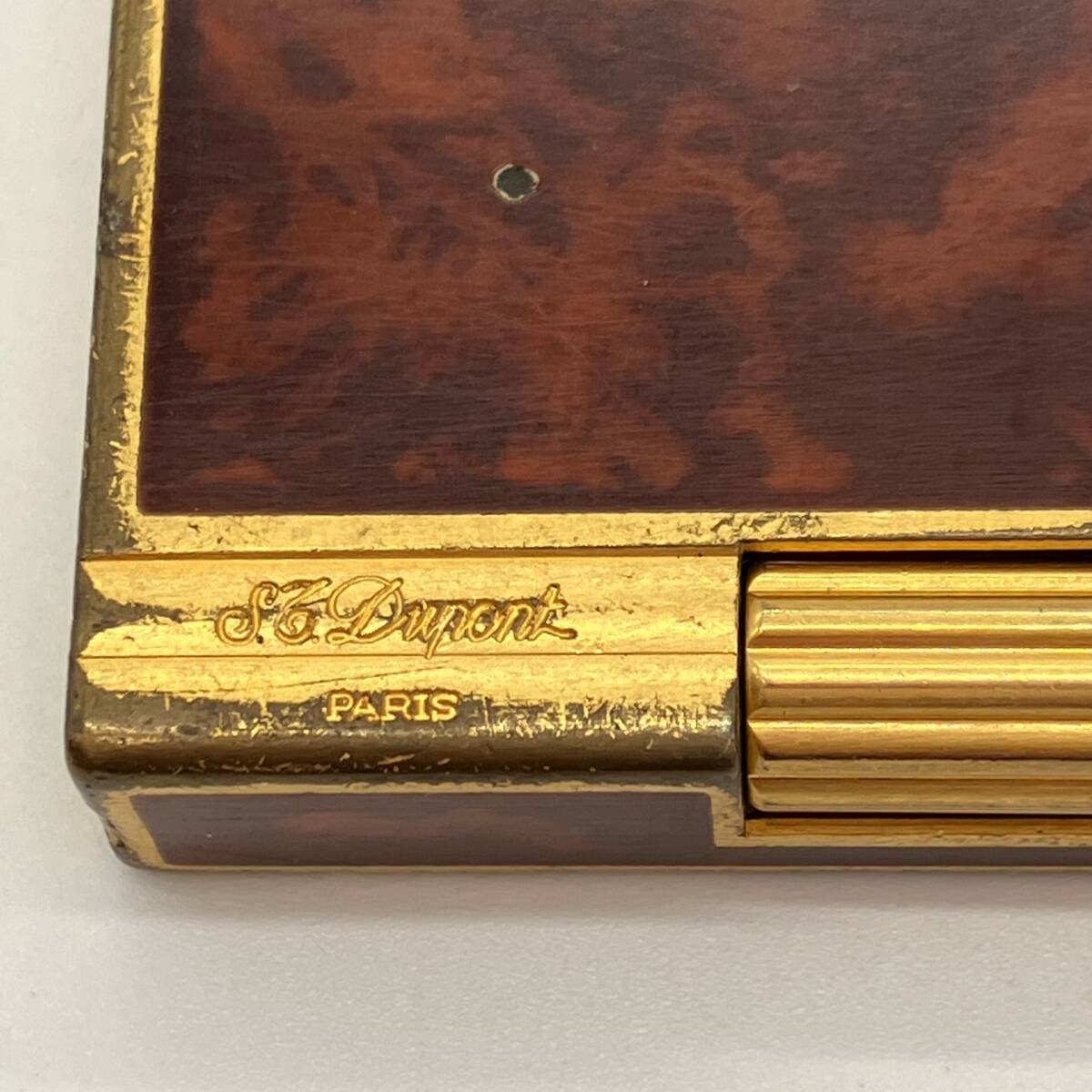 #2674 中古ガスライター S.T.Dupont デュポン GATSBY ギャッツビー ラッカーマーブル GOLDカラー べっ甲風 喫煙具 火花確認済の画像6