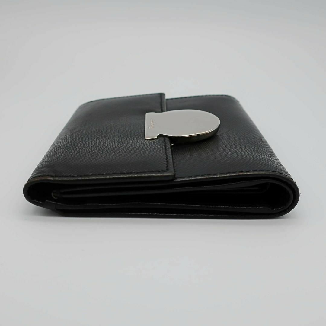  стандартный товар Ferragamo Ferragamo три складывать кошелек Trifold wallet gun chi-niGANCINO чёрный Black все кожа All Leather Authentic Mint