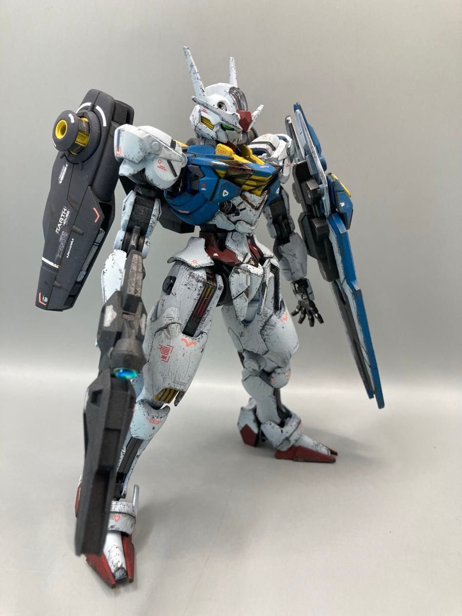 改修・全塗装済み完成品　機動戦士ガンダム水星の魔女　HG1/144 エアリアル＋ミラソウル社製フライトユニット