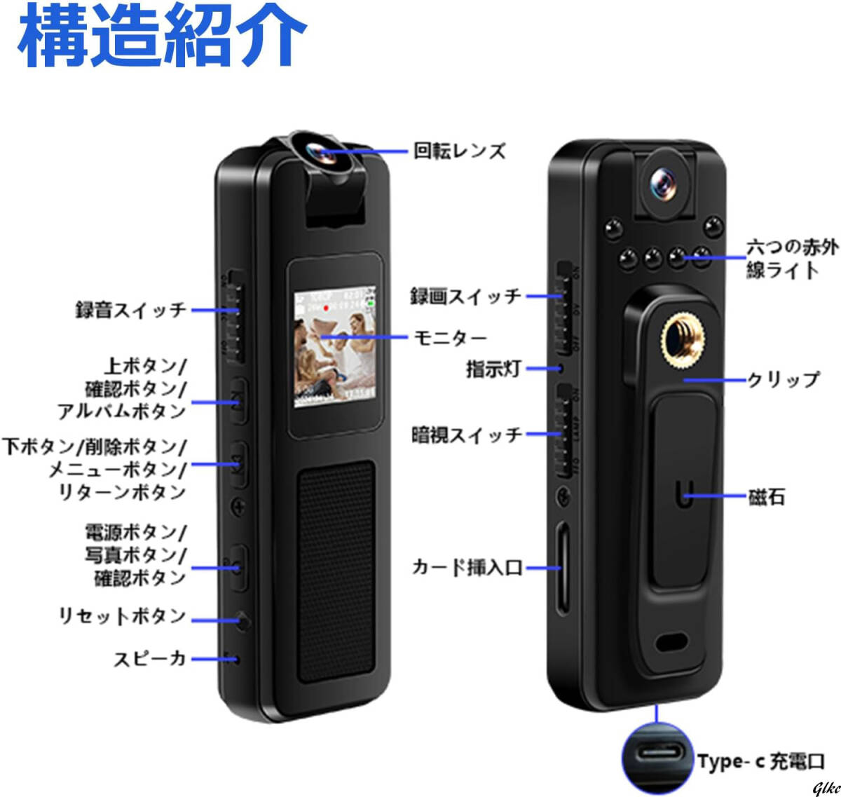 セキュリティ対策　防犯カメラ　防犯対策　ホームセキュリティー　小型　クリップ　ビデオカメラ　ボディカメラ