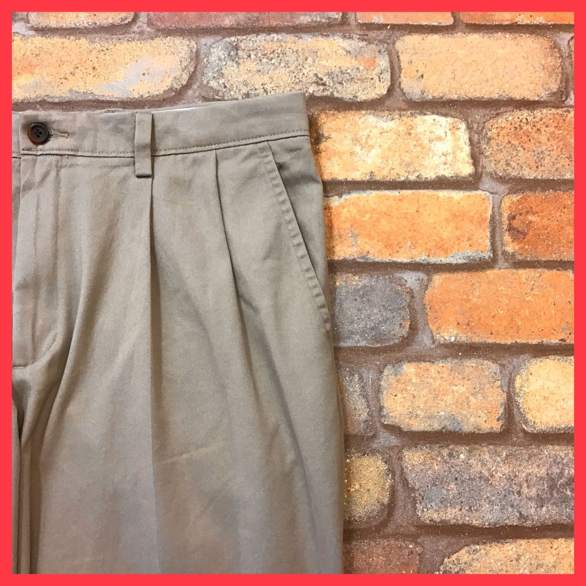 BP3-262★W94センチ位★USA買付商品★ワイドシルエット【DOCKERS】2タック スラックス【W36程度 メンズXL】ベージュ ゴルフ ワーク 古着の画像8