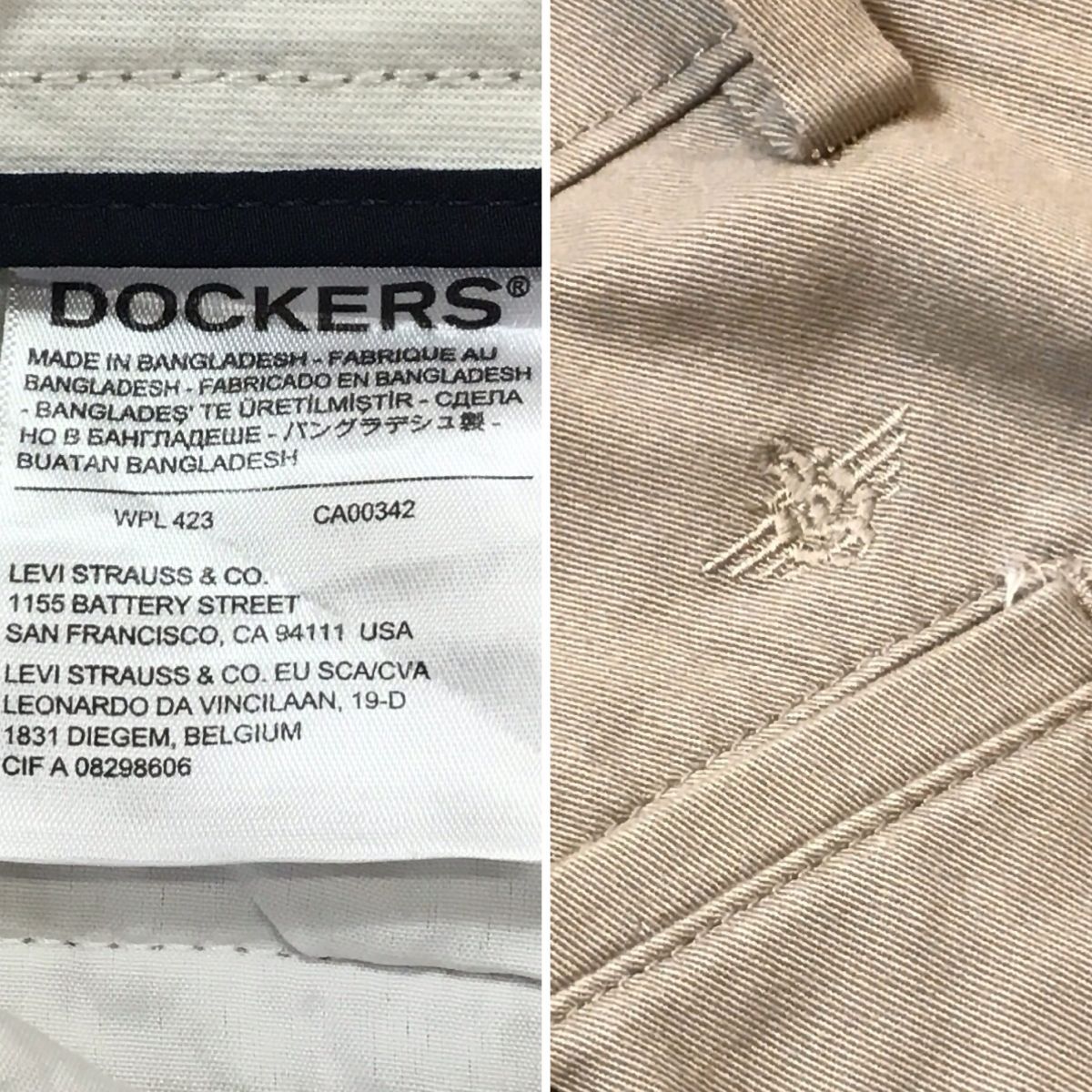 BP3-262★W94センチ位★USA買付商品★ワイドシルエット【DOCKERS】2タック スラックス【W36程度 メンズXL】ベージュ ゴルフ ワーク 古着の画像6