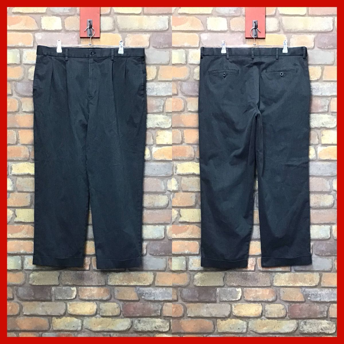 BP3-219★W92センチ位★USA買付品★訳アリ【DOCKERS】2タック リラックスフィット スラックスパンツ【W36 メンズ XL】グレー チノ ワークの画像9