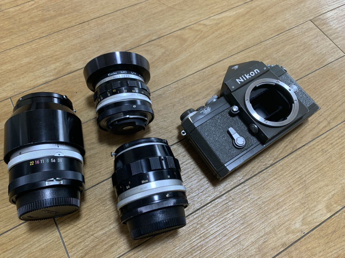 【希少！】 陸上自衛隊モデル ニコン NIKON F Olive オリーブ フィルムカメラ 55mm 28mm 135mm レンズ セット 【動作確認済み】 の画像2