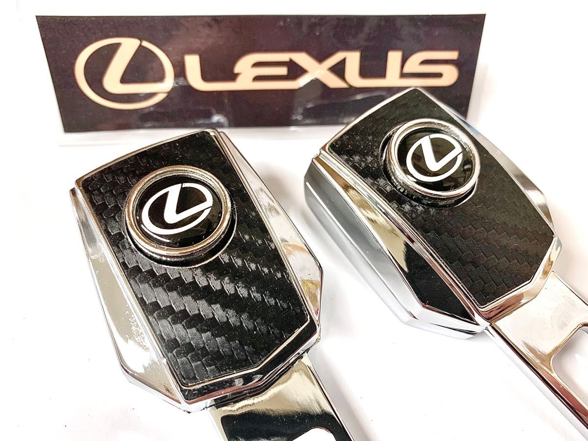 当方定番の激安品!LEXUSロゴリアルカーボンシートベルトバックル2個セット