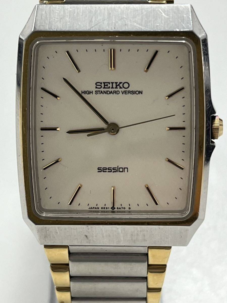 1円スタート SEIKO セイコー 腕時計 session HIGH STANDARD VERSION 5E31-5A70 クォーツ メンズ 白文字盤 セッションの画像2