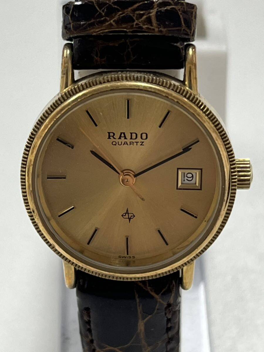 1円スタート RADO ラドー 111.5133.2 クォーツ デイト ゴールド文字盤 レディース 腕時計の画像2