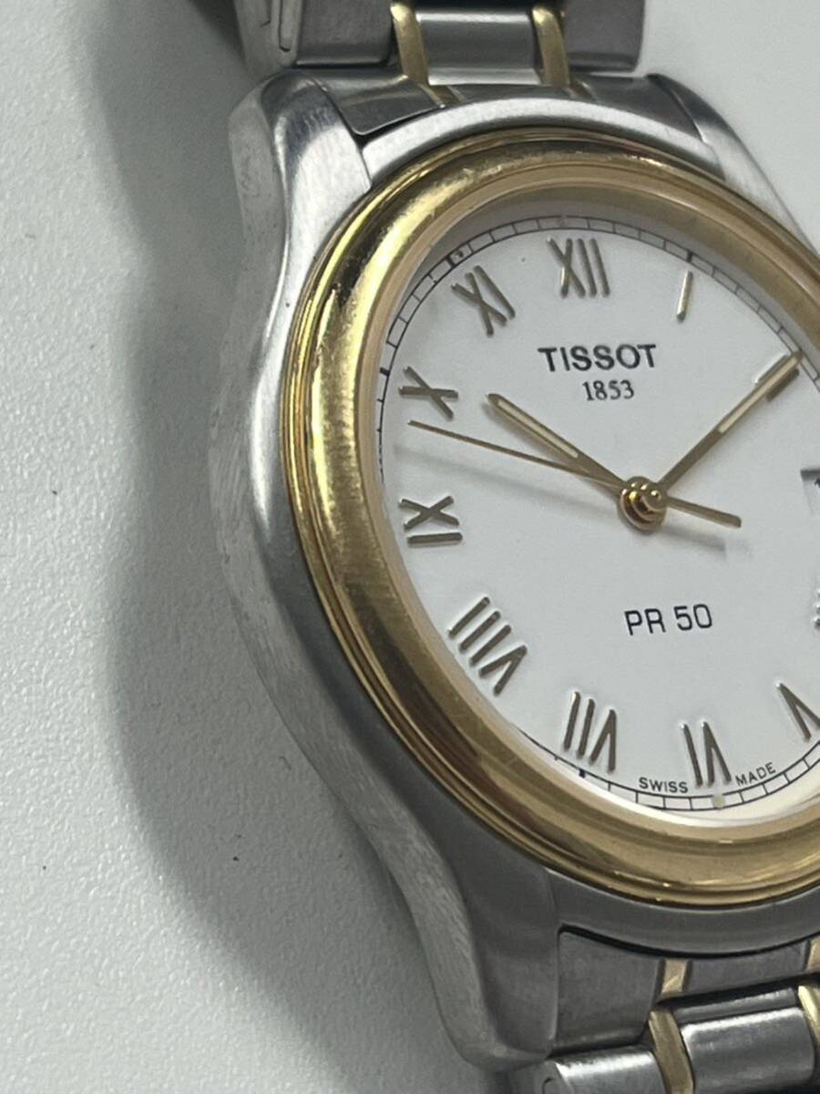 1円スタート TISSOT ティソ PR50 レディース 腕時計 白文字盤 1853 J176/276K デイト クォーツの画像4