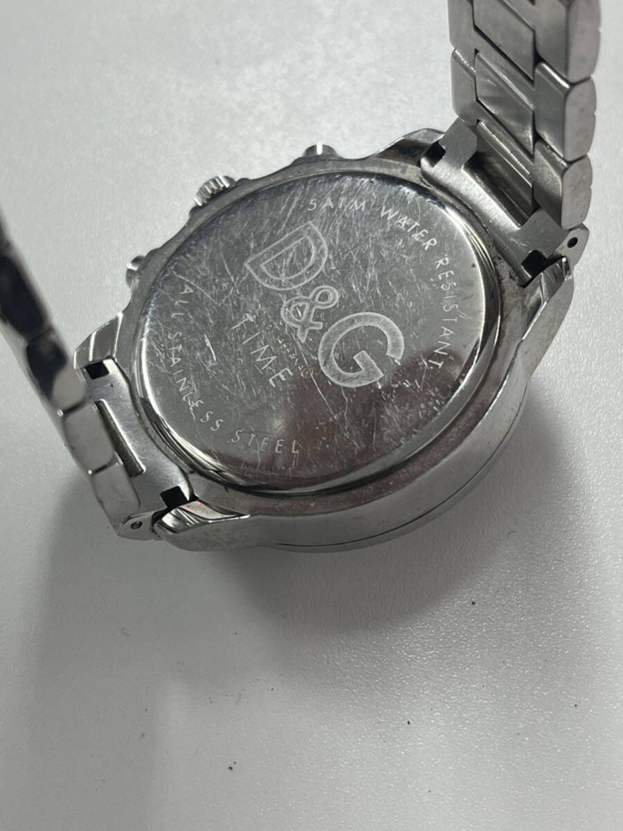 1円スタート D&G DOLCE &GABBANA ドルチェ&ガッバーナ メンズ 腕時計 TIME クロノグラフ シルバー クォーツ の画像4