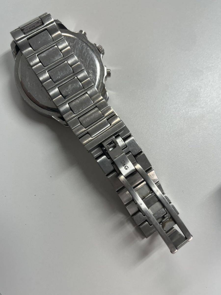 1円スタート D&G DOLCE &GABBANA ドルチェ&ガッバーナ メンズ 腕時計 TIME クロノグラフ シルバー クォーツ の画像5
