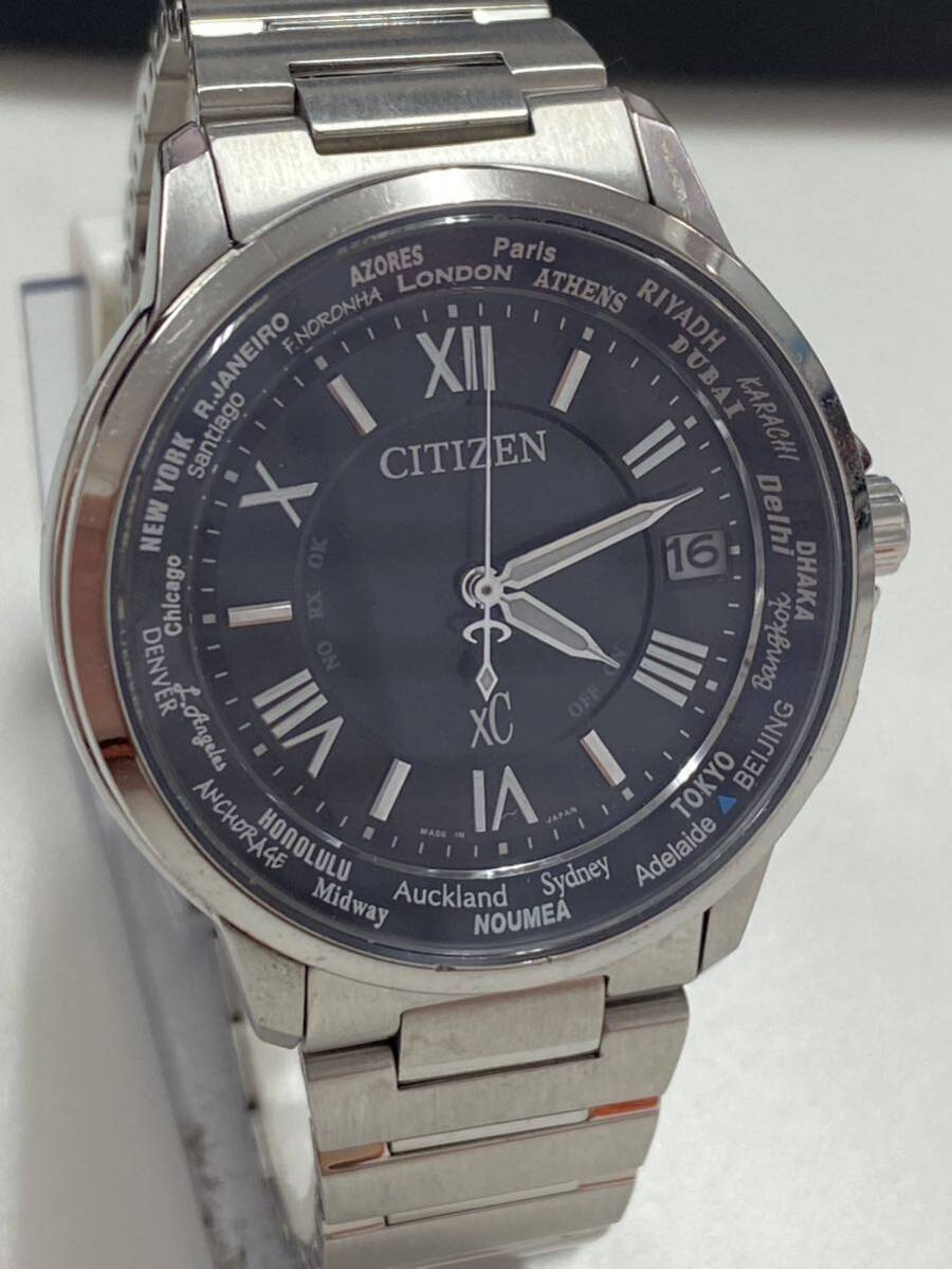 1円スタート CITIZEN シチズン XC クロスシー H149-T018335 電波ソーラー デイト 黒文字盤 メンズ腕時計の画像2