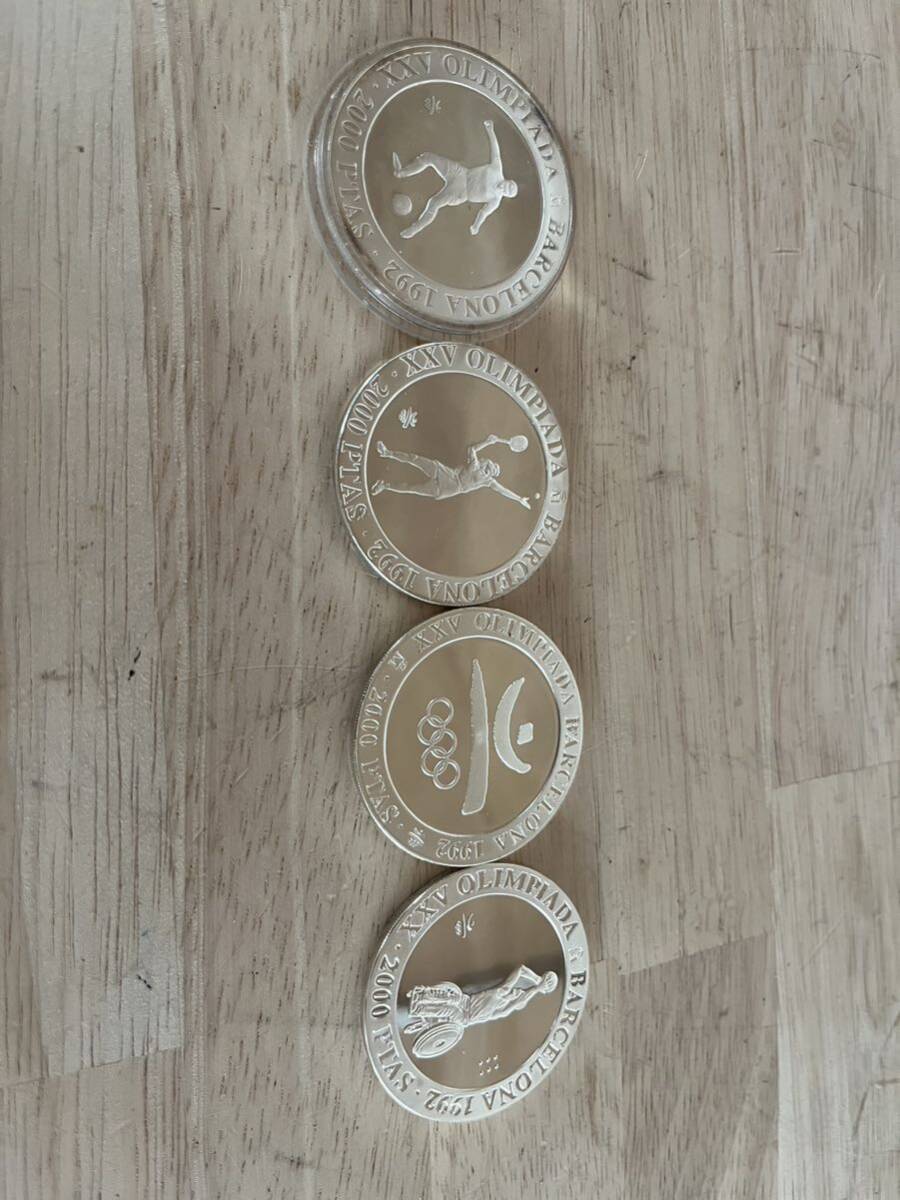 1円スタート バルセロナオリンピック 記念硬貨 記念コイン 銀貨 Barcelona'92 1992年 2000PTAS 925 総重量108g 専用ケース 証明書付きの画像4