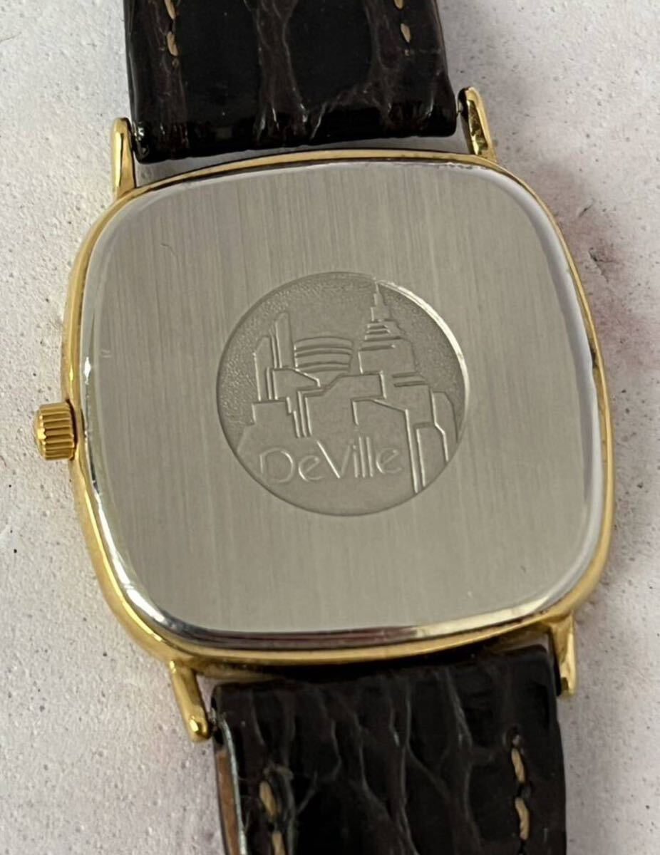 1円スタート OMEGA オメガ Deville デビル メンズ 腕時計 ゴールド文字盤 クォーツ QZ スクエア の画像6