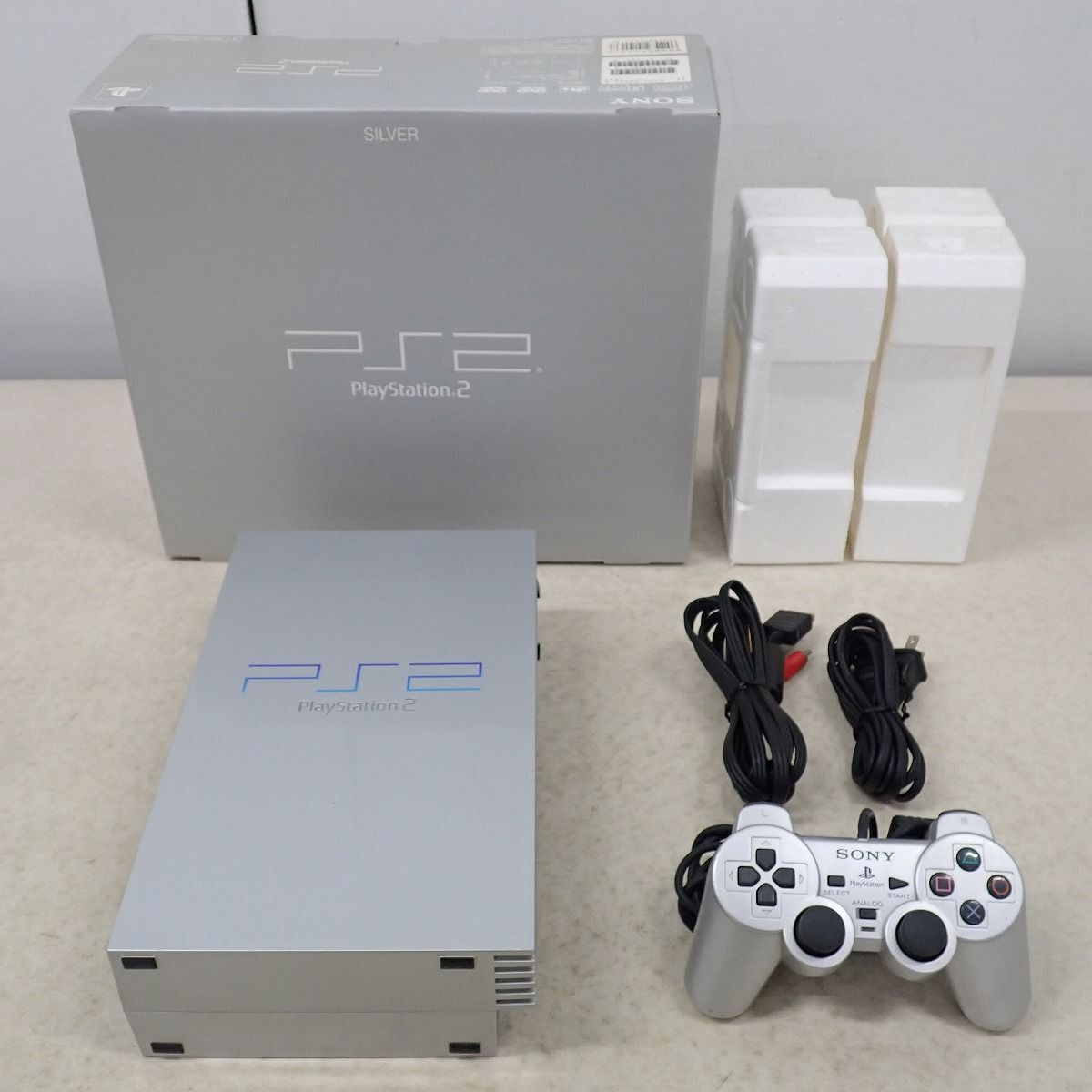 動作品 PS2 プレステ2 本体 SCPH-39000 SILVER シルバー ソニー SONY 箱付【20_画像1