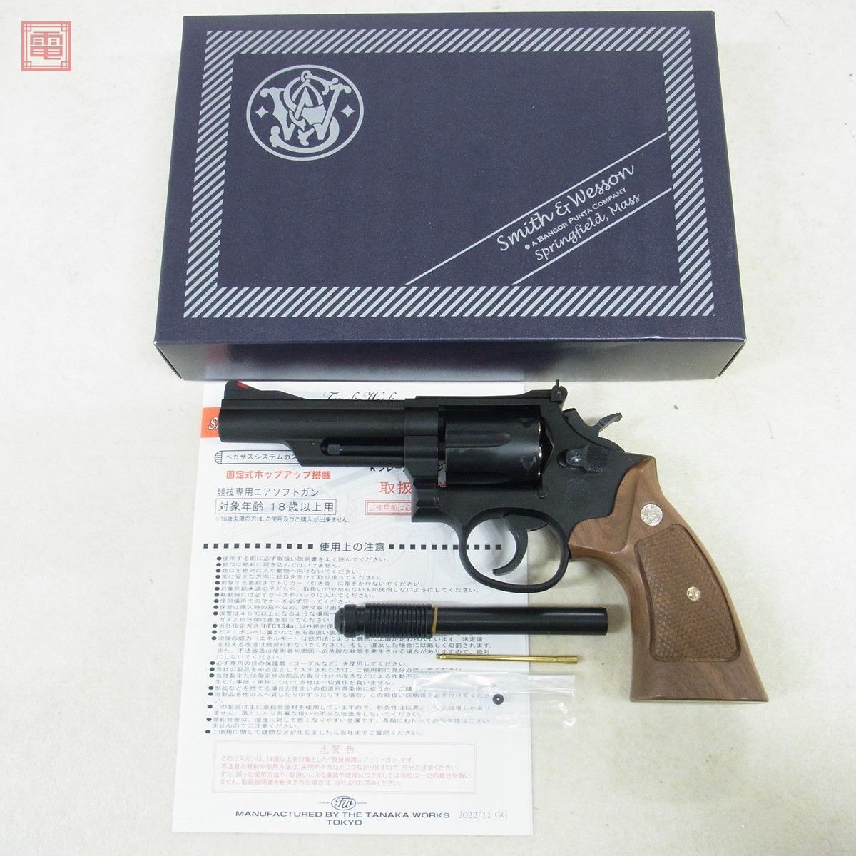 タナカ ガスリボルバー S&W M19 コンバットマグナム 4インチ Ver.3 HW ヘビーウェイト 木製グリップ 現状品【20の画像1