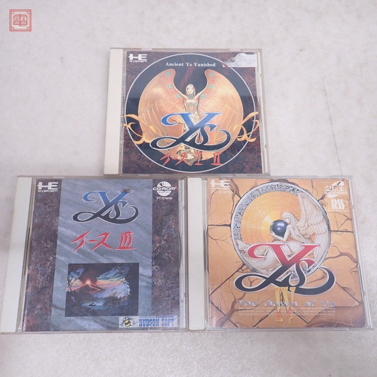 動作保証品 PCE PCエンジン CD-ROM2/SUPER CD-ROM2 Ys イース I・II/III/IV まとめて3本セット HUDSON SOFT Falcom 箱説付【10_画像1