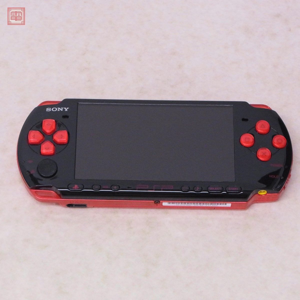 動作品 PSP プレイステーションポータブル PSP-3000 ブラック／レッド 本体 SONY ソニー メモリースティック32GB/ソフトケース付【10_画像3