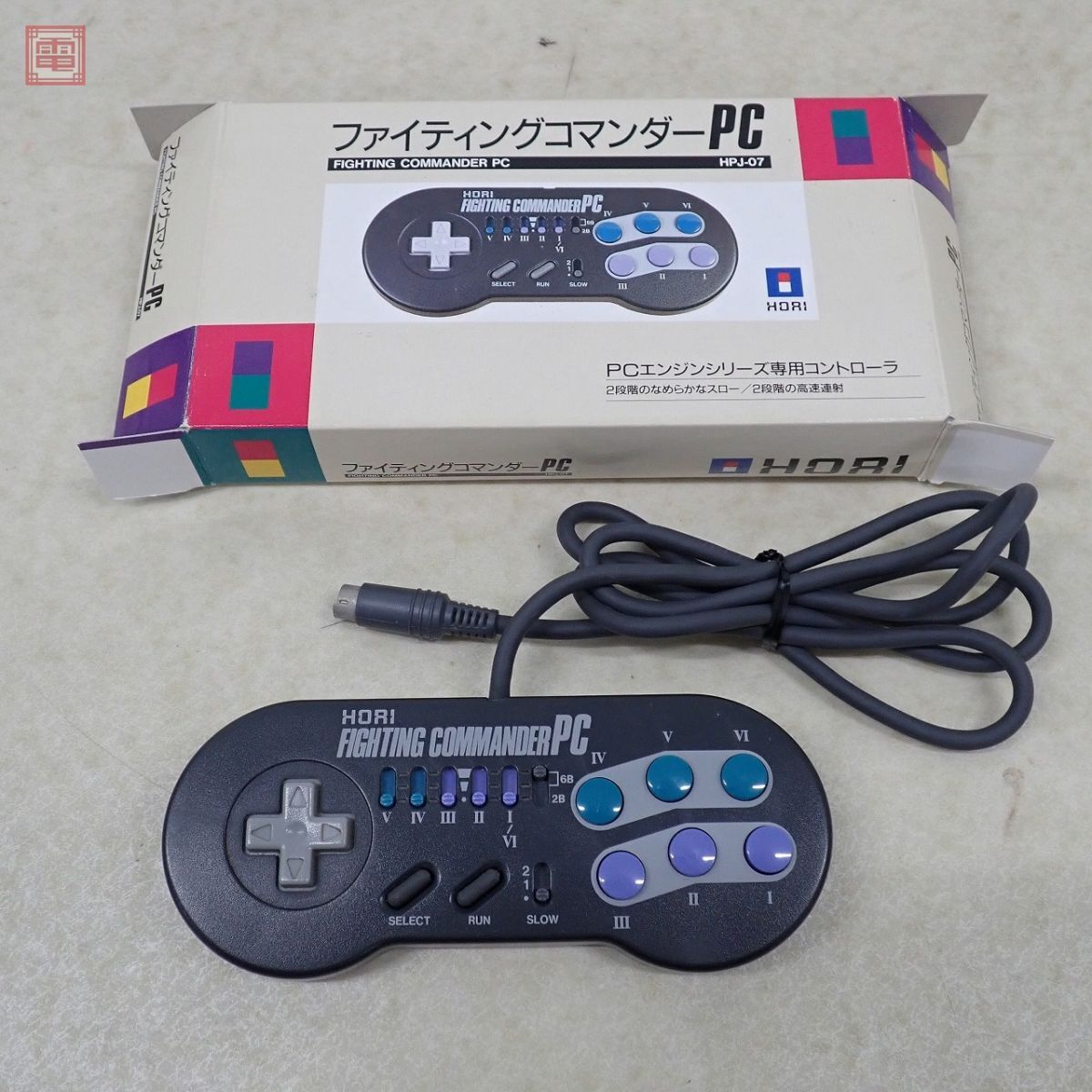 動作品 PCE PCエンジン 専用 コントローラ ファイティングコマンダーPC HPJ-07 FIGHTING COMMANDER PC ホリ HORI 箱付【10の画像1