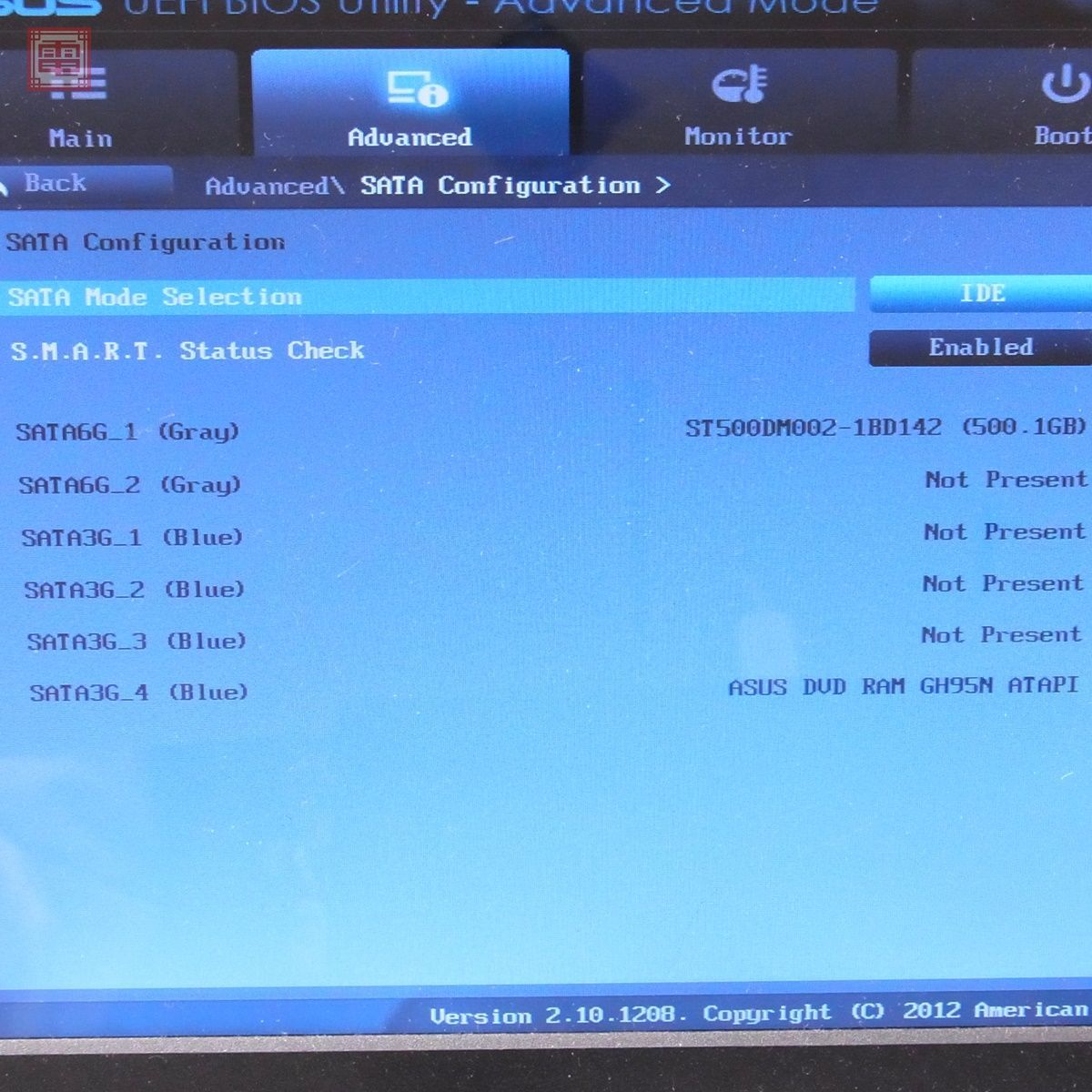 ASUS デスクトップPC CM6870-JP0030 本体 （i5-3570 3.40GHz/メモリ 4GB/GPU GT640/HDD 500GB 消去済） 箱付 ジャンク【EA_画像4
