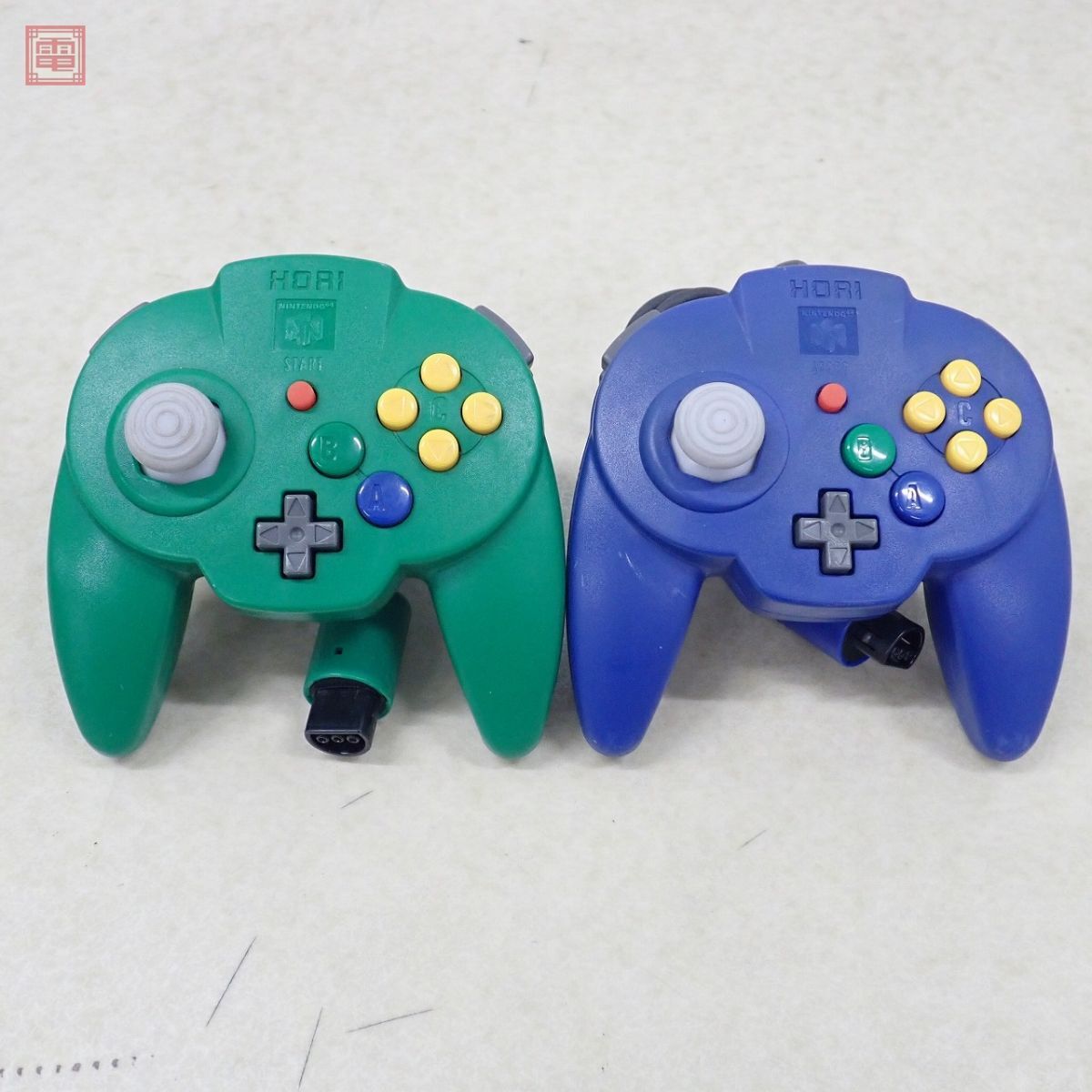 動作品 N64 ニンテンドウ64 コントローラ ホリパッドミニ 64 ブルー/グリーン まとめて 2個セット HORI PAD MINI ホリ HORI【10の画像1