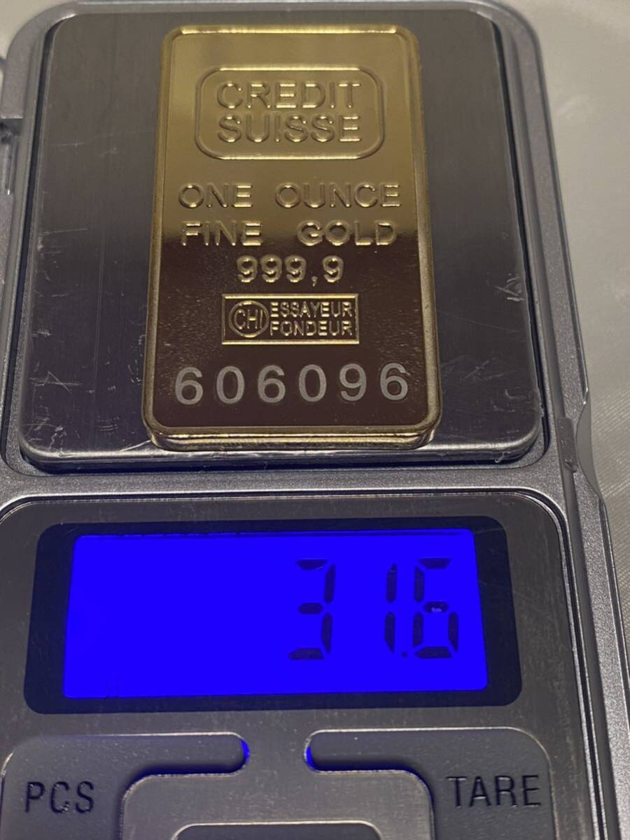 インゴット / スイスCREDITSUISSE /記念金貨コイン・金貨バー長方形 GOLD 31.6gシリアルナンバー入り24kgp Gold Plated 専用ケース付きの画像4