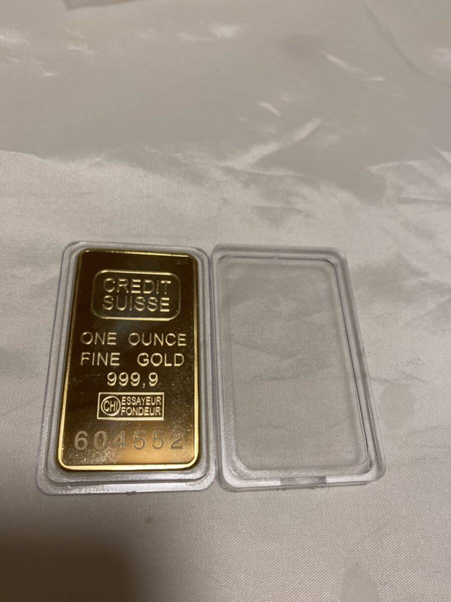 インゴット / スイスCREDITSUISSE /記念金貨コイン・金貨バー長方形 GOLD 31.6gシリアルナンバー入り24kgp Gold Plated 専用ケース付きの画像2