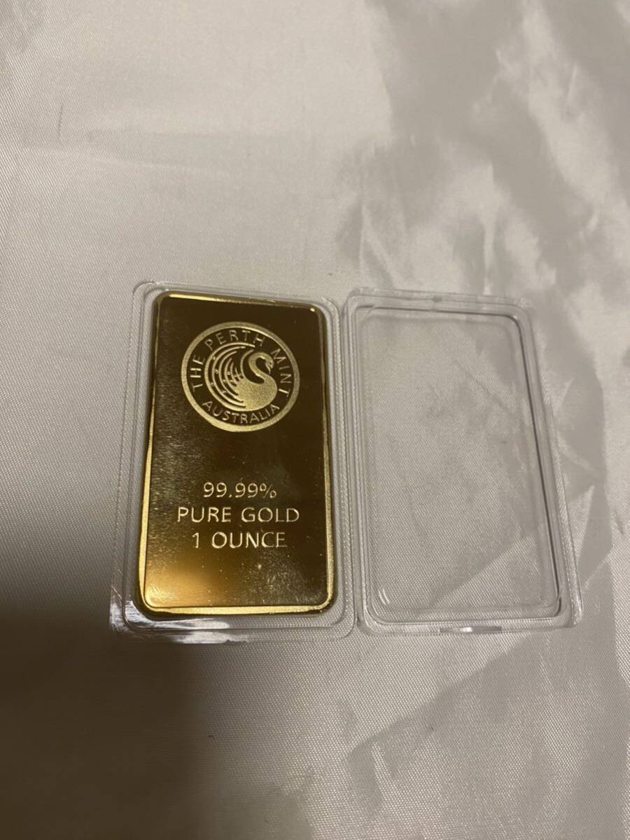 インゴット/ THE PERTH MINT Australia99.99% PURE GOLD 1OUNCE 大型金貨 ゴールドバー 31.8g 24kgp Gold Plated ケース付の画像2
