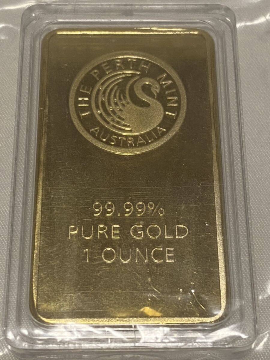 インゴット/ THE PERTH MINT Australia99.99% PURE GOLD 1OUNCE 大型金貨 ゴールドバー 31.8g 24kgp Gold Plated ケース付の画像1