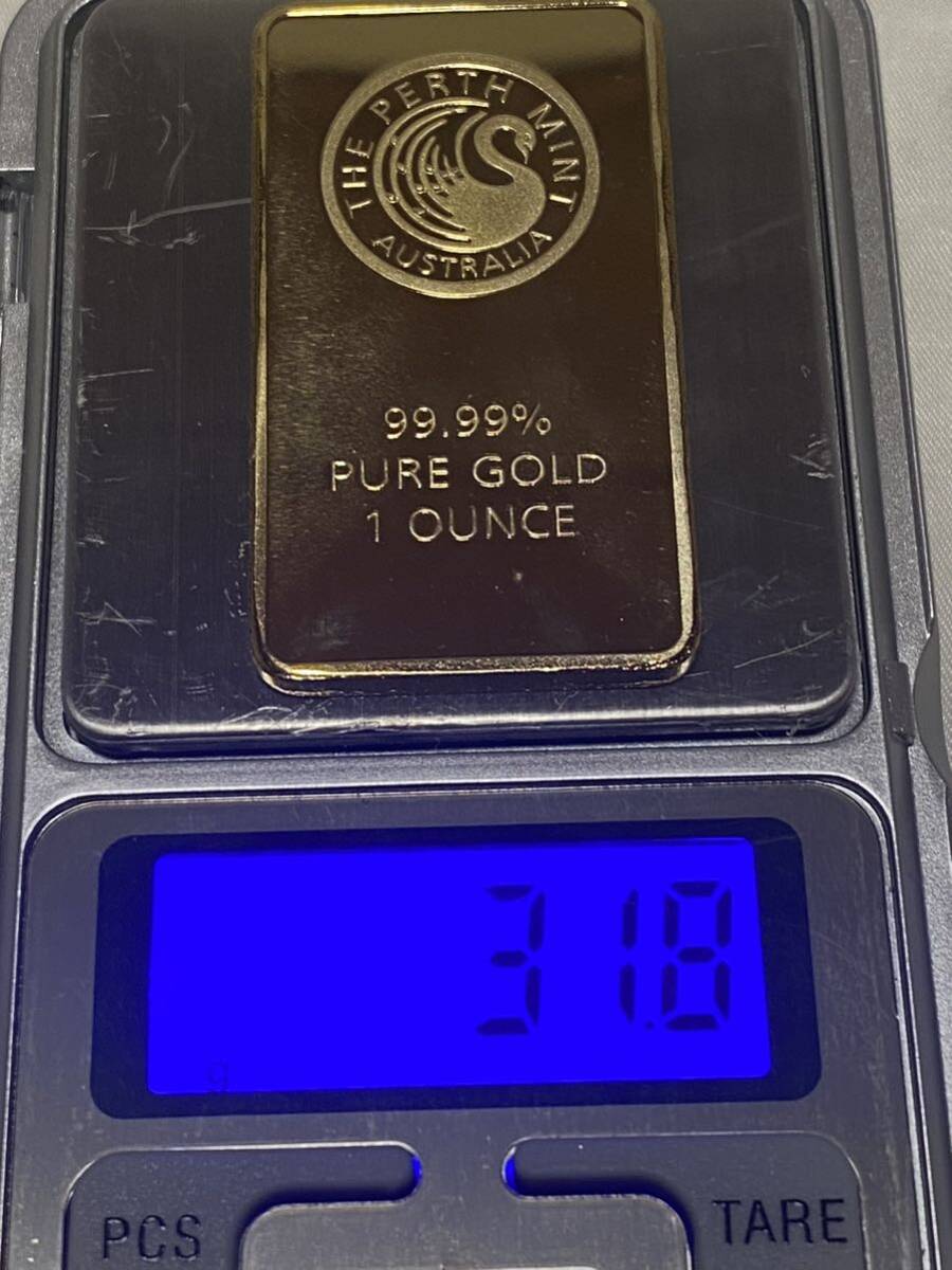 インゴット/ THE PERTH MINT Australia99.99% PURE GOLD 1OUNCE 大型金貨 ゴールドバー 31.8g 24kgp Gold Plated ケース付の画像4