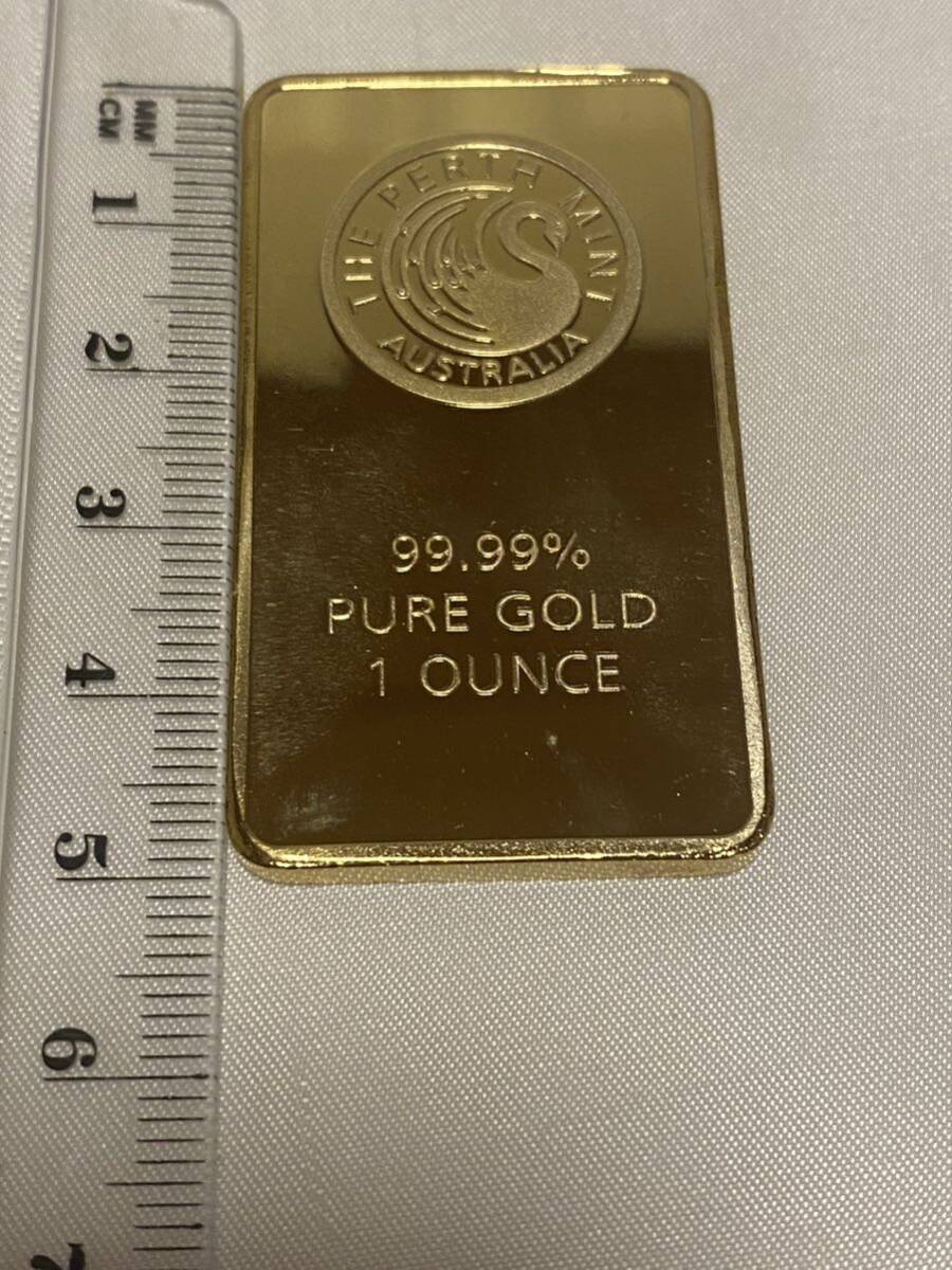 インゴット/ THE PERTH MINT Australia99.99% PURE GOLD 1OUNCE 大型金貨 ゴールドバー 31.8g 24kgp Gold Plated ケース付の画像5
