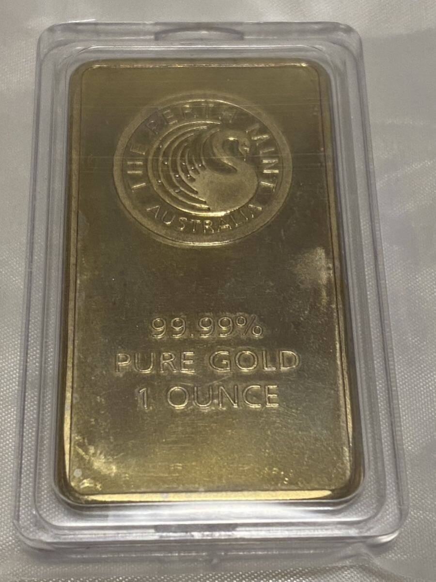 大型金貨 / THE PERTH MINT Australia99.99% PURE GOLD 1OUNCE インゴット ゴールドバー 32.1g 24kgp Gold Plated ケース付の画像1