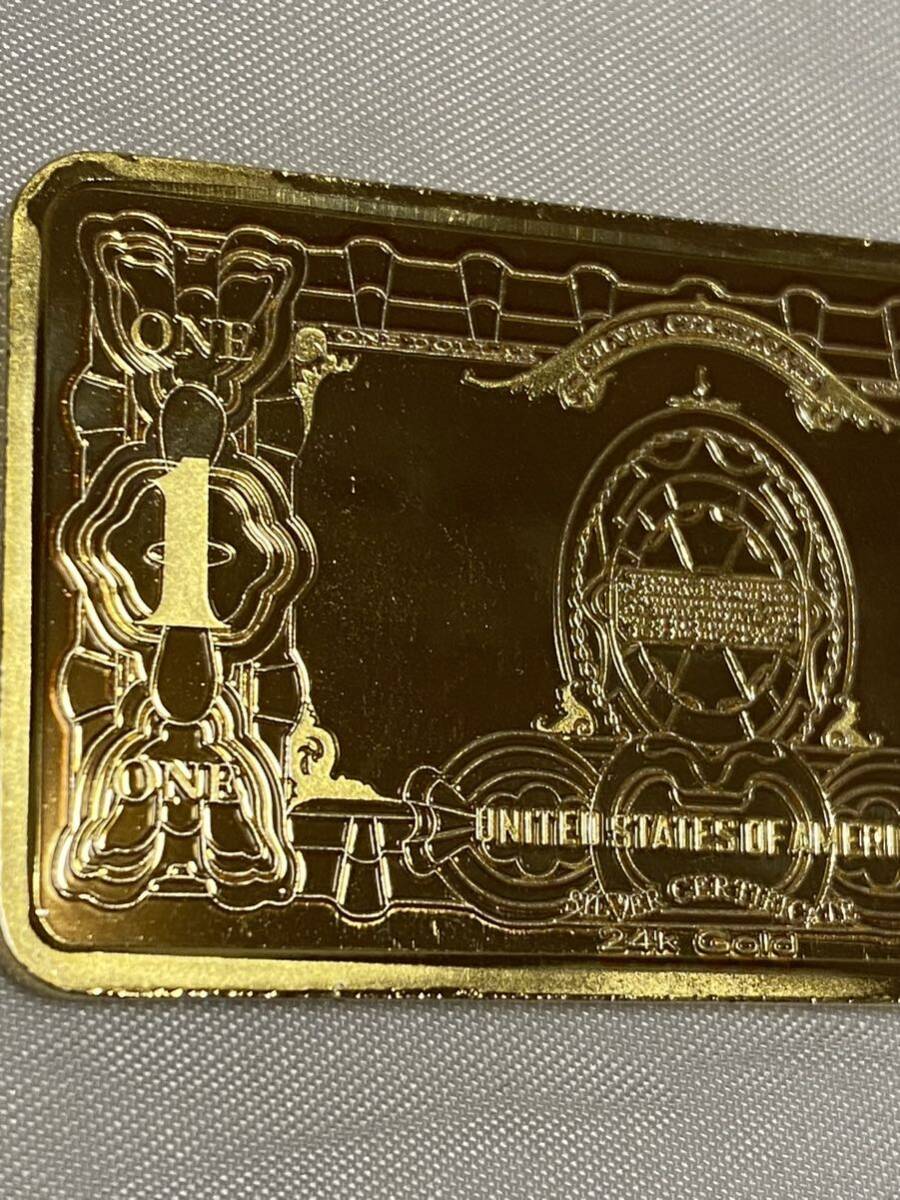 金貨バー長方形United States of America記念金貨コイン・インゴットGOLD 31.3g 24kgp Gold Plated ケース付きの画像7