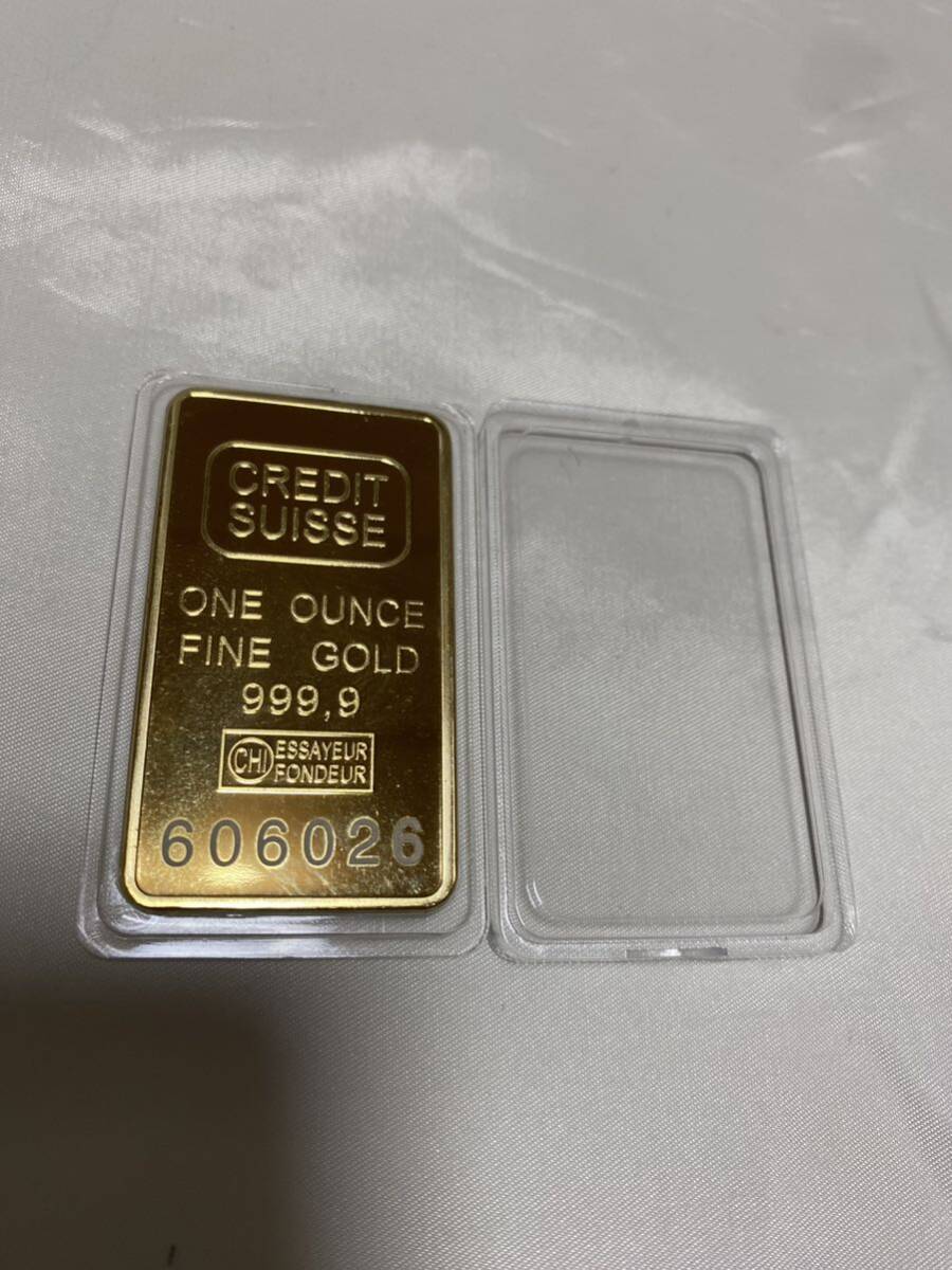 金貨長方形 スイスCREDITSUISSE /インゴット記念金貨コイン・GOLD 31.9gシリアルナンバー入り24kgp Gold Plated 専用ケース付きの画像2