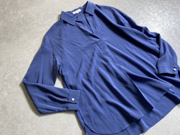 MOGA* spring * adult refreshing blue * stretch. effect .. air Lee pull over shirt blouse * size 2* Moga 