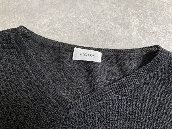 MOGA* spring *.... natural linen* beautiful beautiful black summer knitted pull over * size 2* made in Japan * Moga 