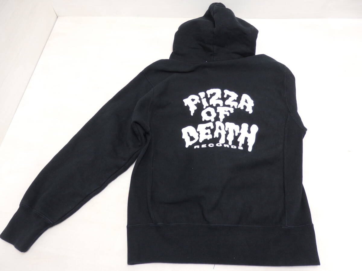 cd17)PIZZA OF DEATH フーディ PIZZA ZIP HOODIE Mサイズ ブラック パーカー ピザオブデス Hi-STANDARD ハイスタ Ken Yokoyamaの画像6
