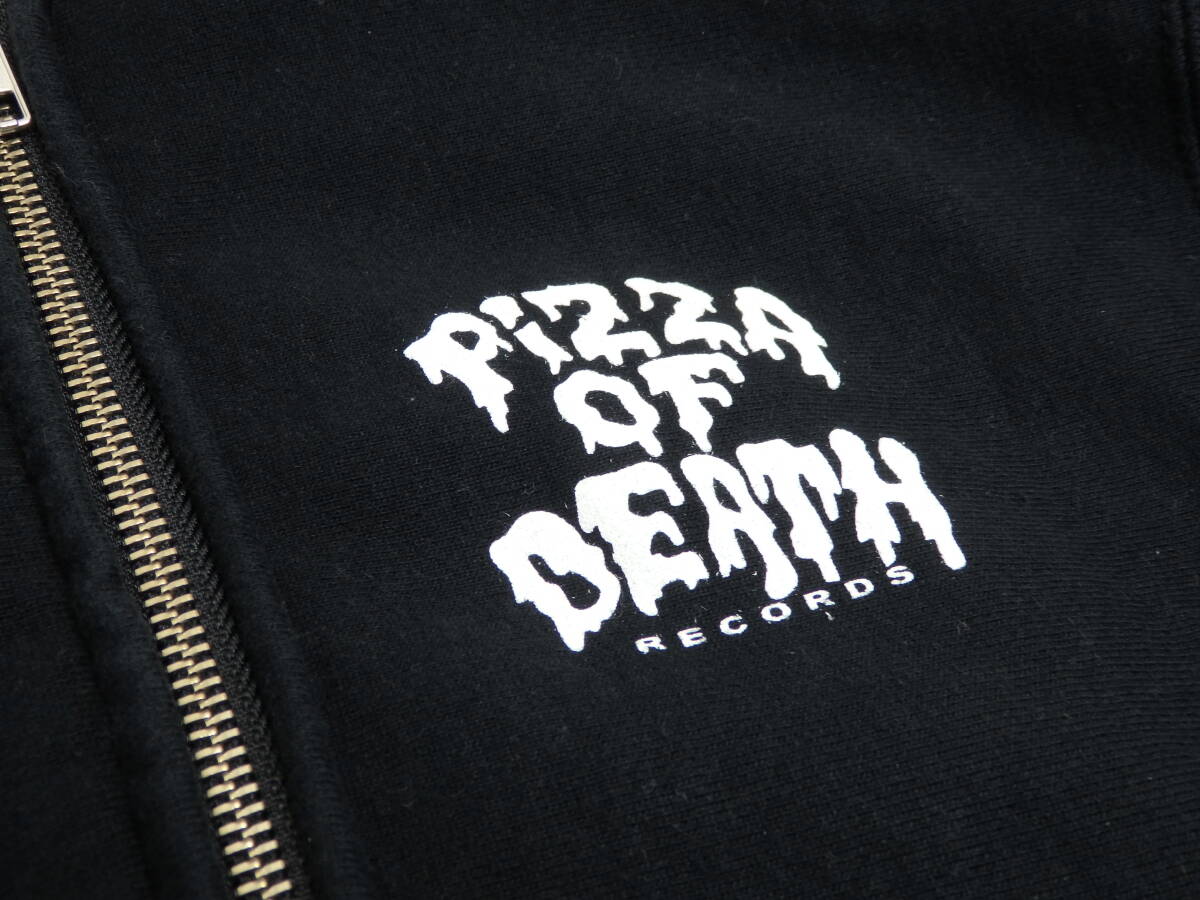 cd17)PIZZA OF DEATH フーディ PIZZA ZIP HOODIE Mサイズ ブラック パーカー ピザオブデス Hi-STANDARD ハイスタ Ken Yokoyamaの画像3
