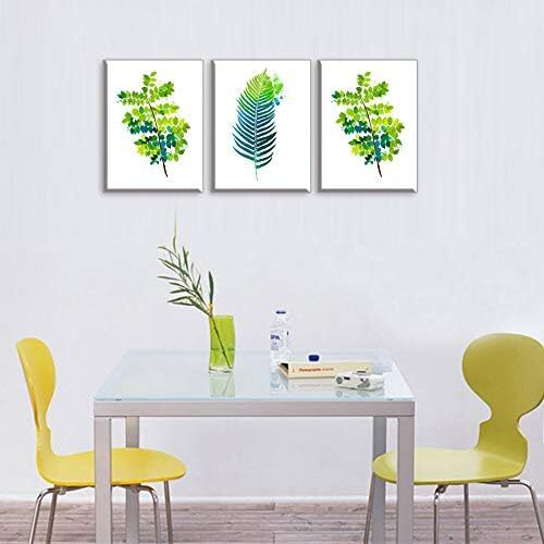 アートポスター 絵画 モダンアートパネル 絵画 緑色の葉 活力を示す 壁掛け モダン 壁飾り 印刷布製 キャンバス絵画 3パネル 30X40cm_画像2