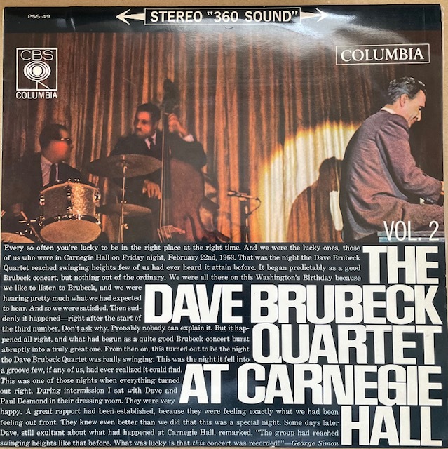 THE DAVE BRUBECK QUARTET【AT CARNEGIE HALL】デイブ・ブルーベック　カルテット　1963年・国内盤　PSSー49_画像1