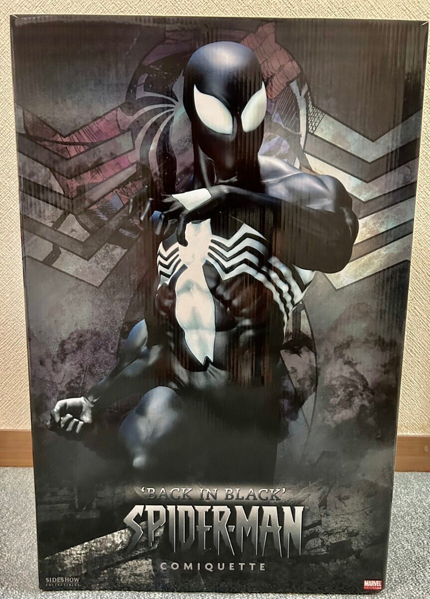 【１円スタート】サイドショウ ブラックスーツ スパイダーマン スタチュー SIDESHOW SPIDER-MAN Back In Black COMIQUETTE MARVEL マーベル_画像2