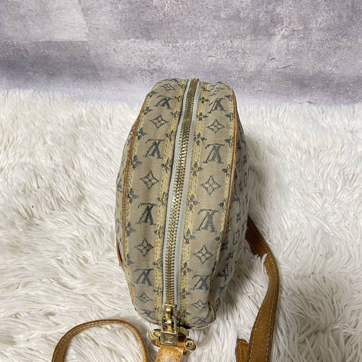 1円 ルイヴィトン LOUIS VUITTON ショルダーバッグ ミニジャンヌGM モノグラム デニム グレー キャンバス レザー 金具_画像4