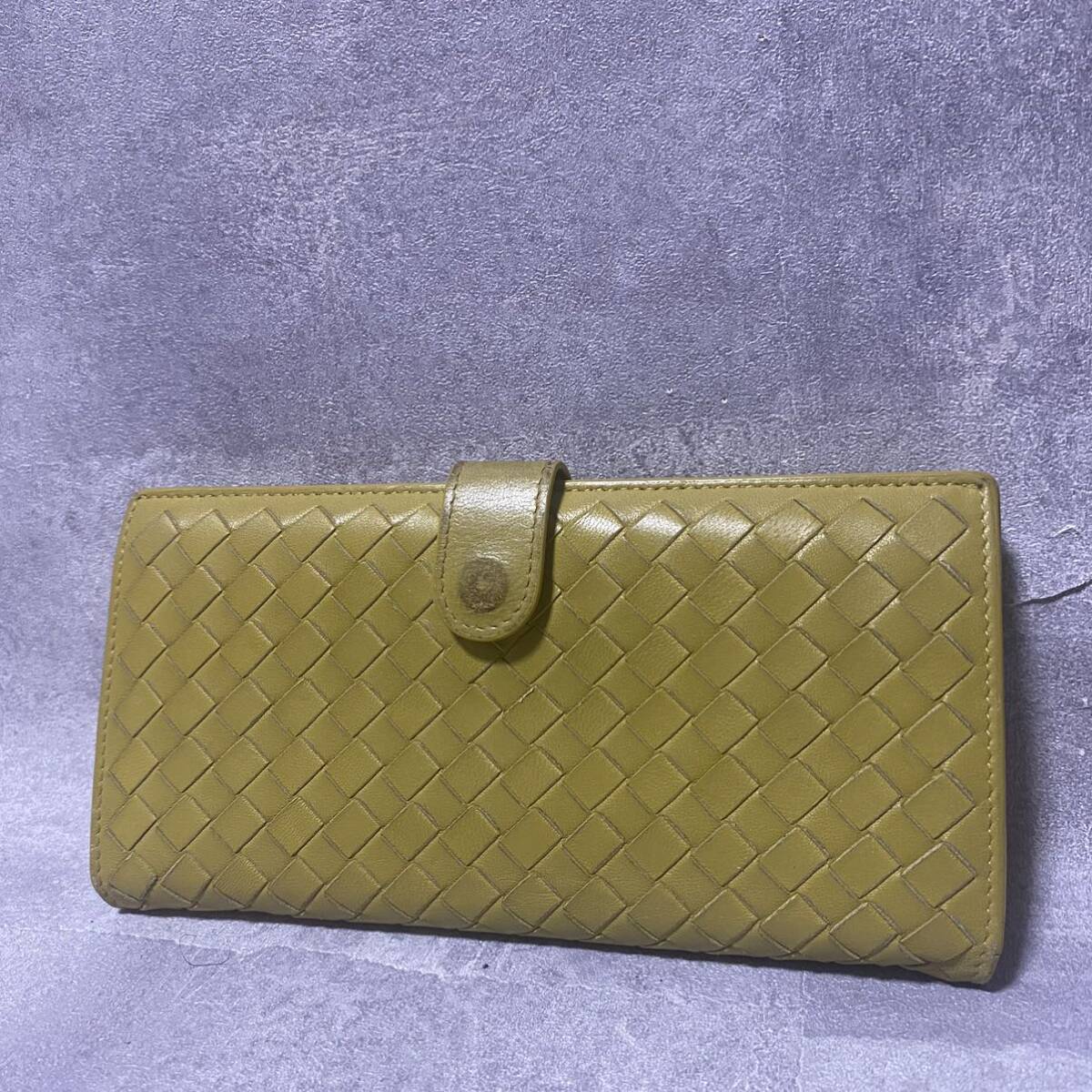 1円 希少カラー 付属品完備 BOTTEGA VENETA ボッテガヴェネタ 長財布 ロングウォレット イントレチャート レザー の画像2