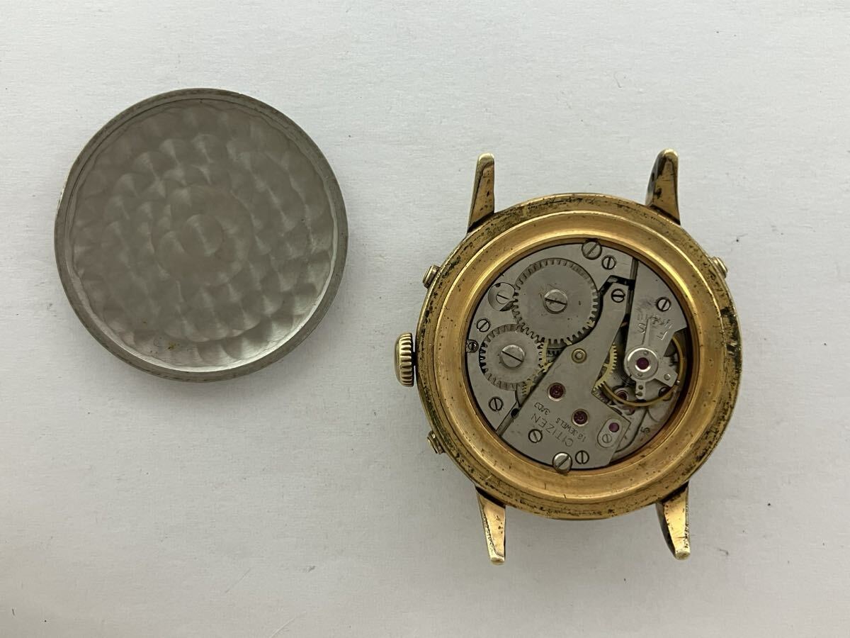 シチズンcitizenビンテージ腕時計メンズ稼動品アンティークB中3針トリプルカレンダーウォッチ手巻き1952年製造機械式1円〜の画像7