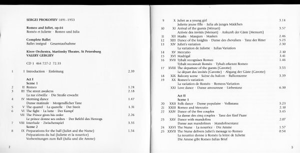 【初期復刻盤 24BIT?】絶頂期！『ロメオとジュリエット』全曲　ワレリー・ゲルギエフ＆キーロフ歌劇場管弦楽団（2CD）464726_画像2