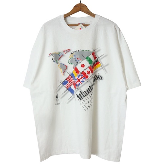 HANES■DEAD STOCK タグ付 アトランタオリンピック プリントTシャツ ホワイト/XXL 90S アニマル_画像1