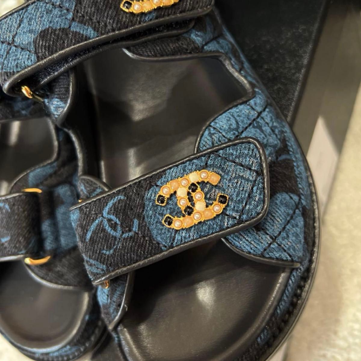 シャネル サンダル デニム CHANEL 正規品 フラットサンダル シャネル サンダル デニム CHANEL 正規品 フラットサンダル