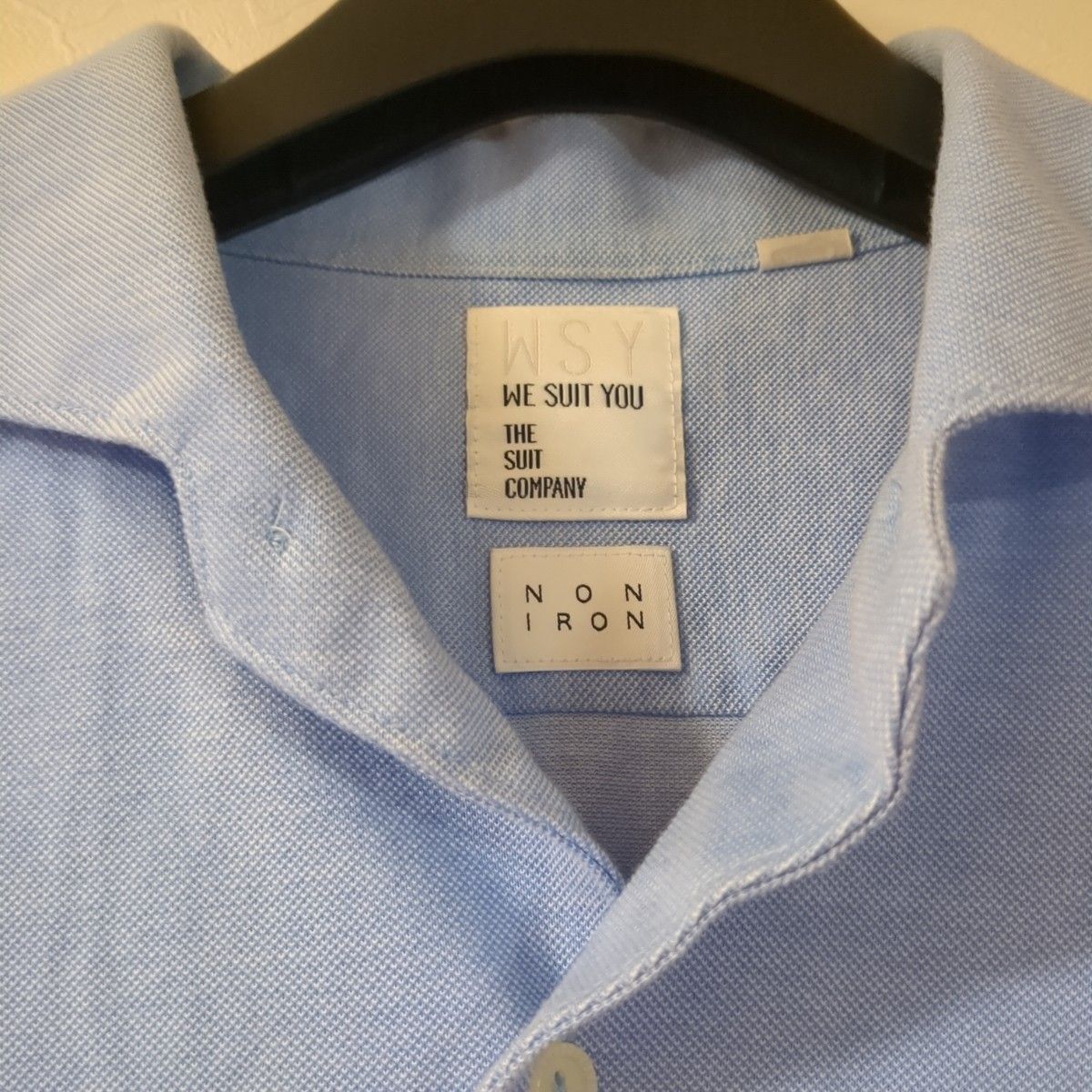 【スーツカンパニー】ノンアイロン ワイシャツ ブルー系 半袖シャツ シャツ 半袖 コットン